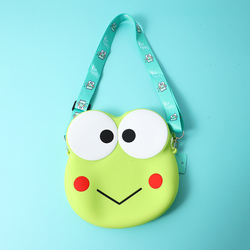 Portamonete con testa di rana dagli occhi grandi