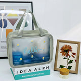 Borsa da toilette orizzontale di grandi dimensioni / Borsa per il trucco smerigliata della serie Freshness flowers