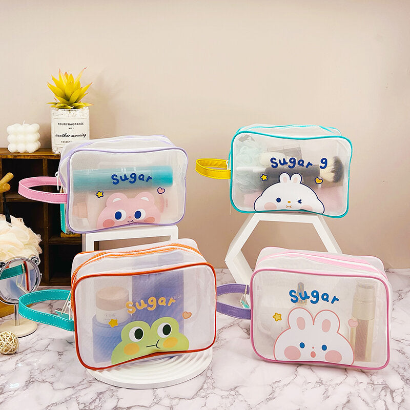 Borsa da toilette media orizzontale / Borsa per il trucco a rete della serie Sweet family