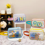 Piccola borsa da toilette orizzontale / Borsa per il trucco in garza a rete della serie "Stick figure" per bambini