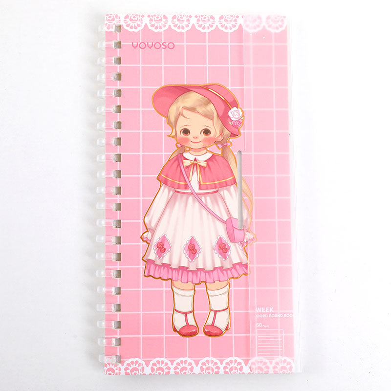 Quaderno della settimana a bobina morbida di Egg roll sister rose manor - linea orizzontale all'interno della pagina