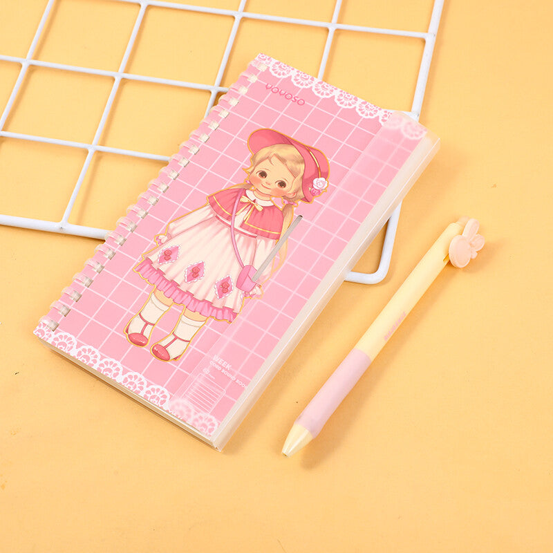 Quaderno della settimana a bobina morbida di Egg roll sister rose manor - linea orizzontale all'interno della pagina