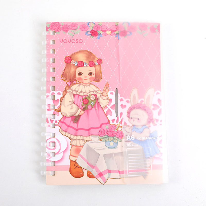 Taccuino a bobina morbida A6 a righe orizzontali, pagine interne di Egg roll sister rose manor