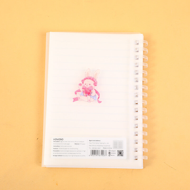 Taccuino a bobina morbida A6 a righe orizzontali, pagine interne di Egg roll sister rose manor