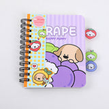 Quaderno a spirale con segnalibro in PVC a forma di cane papi colorato e fruttato