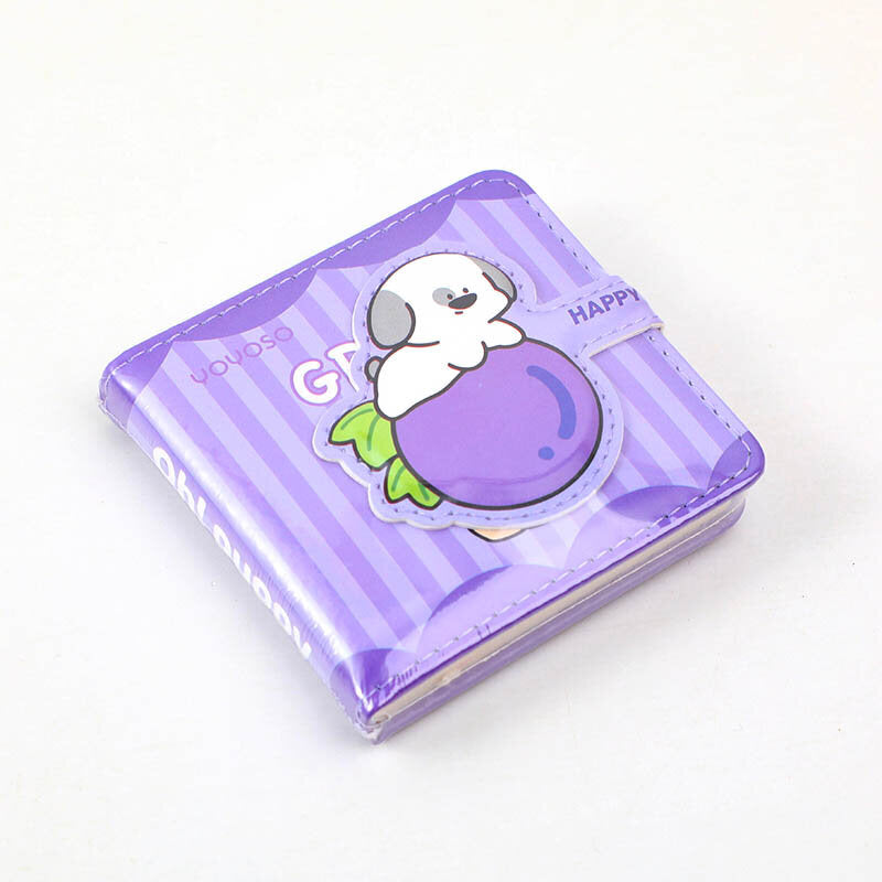 Mini quaderno quadrato con fibbia magnetica a forma di cane papi colorato e fruttato - pagine colorate all'interno