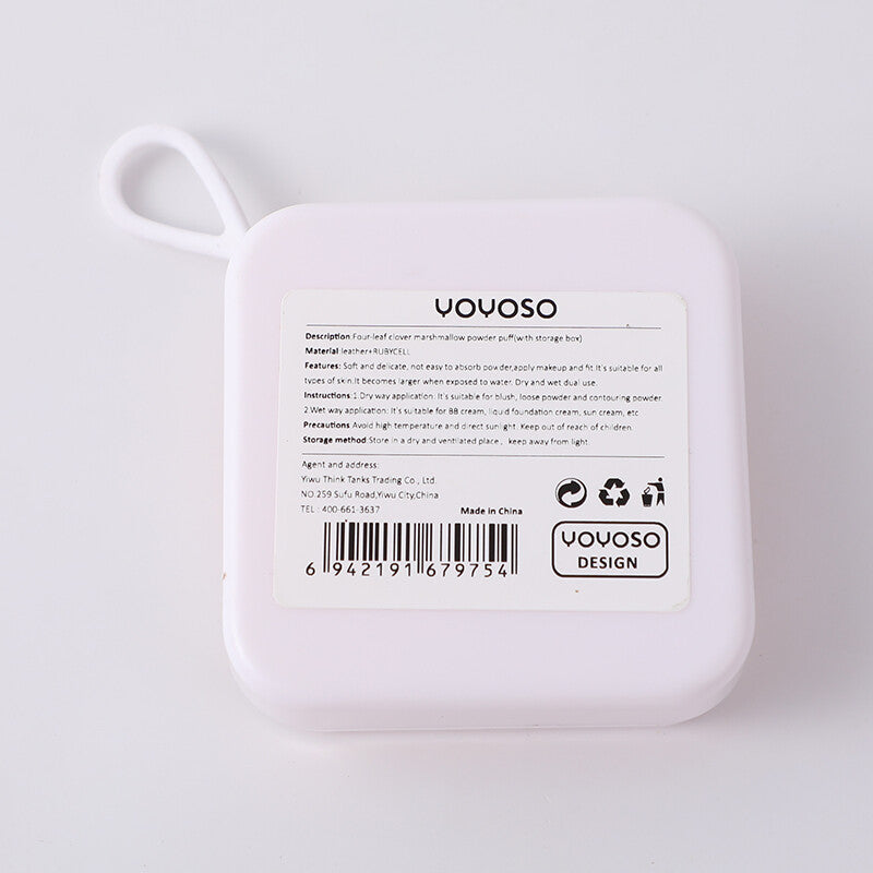 PIUMINO di POLVERE Sfumatura di marshmallow a forma di quadrifoglio (con scatola di conservazione)