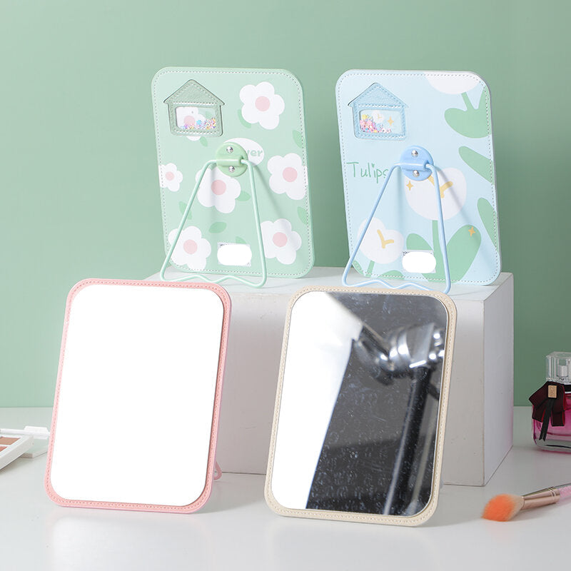 Piccolo specchio da tavolo rettangolare con fiori freschi-1Pz