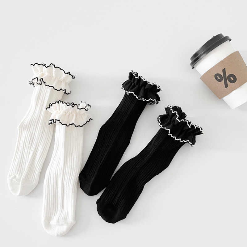 Calze a metà polpaccio in pizzo per bambini-M