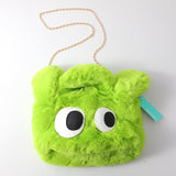 Borsa a tracolla in peluche con occhi grandi