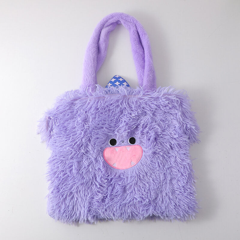 Borsa a tracolla in peluche a forma di mostro quadrato