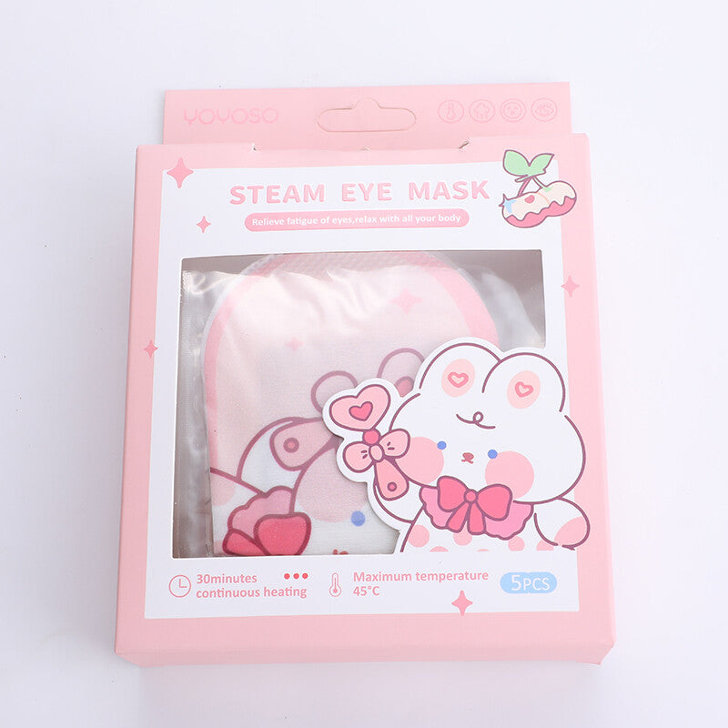 Carino cartone animato coniglio maschera occhi vapore 5pcs-rosa