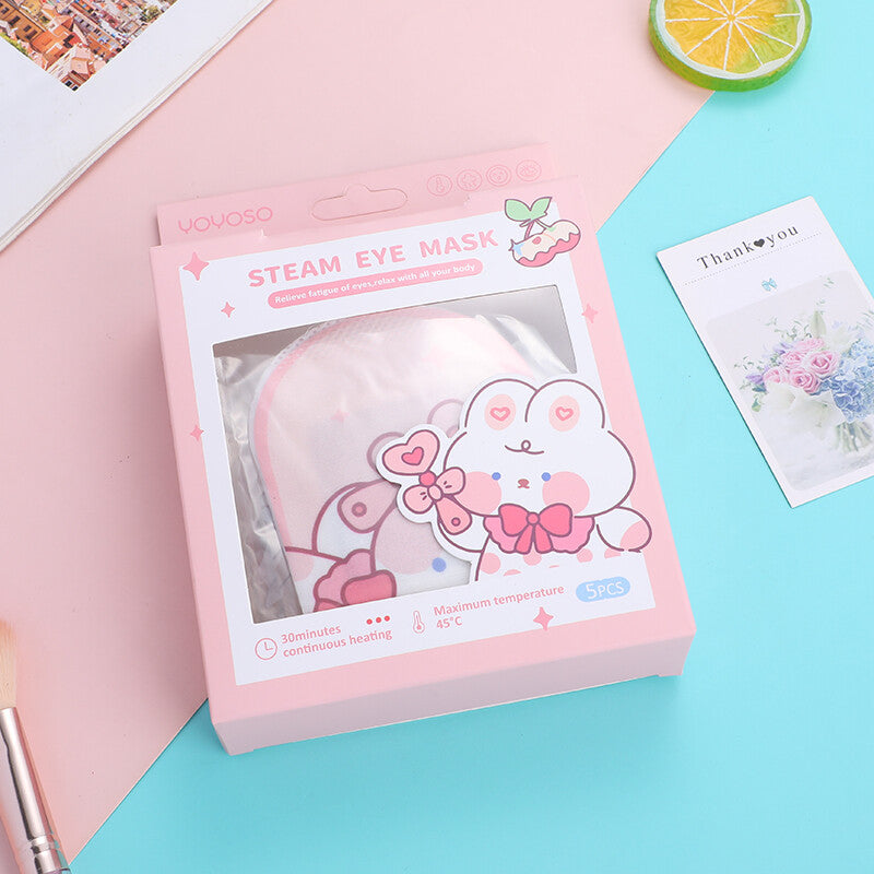 Carino cartone animato coniglio maschera occhi vapore 5pcs-rosa