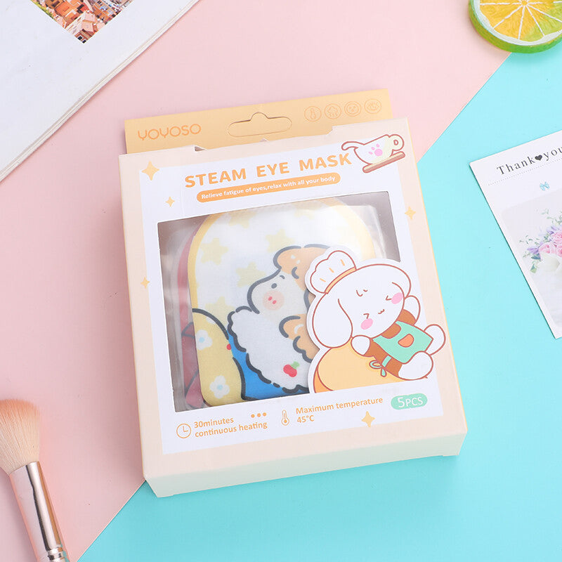 Carino cartone animato coniglio vapore occhio maschera 5pcs-giallo