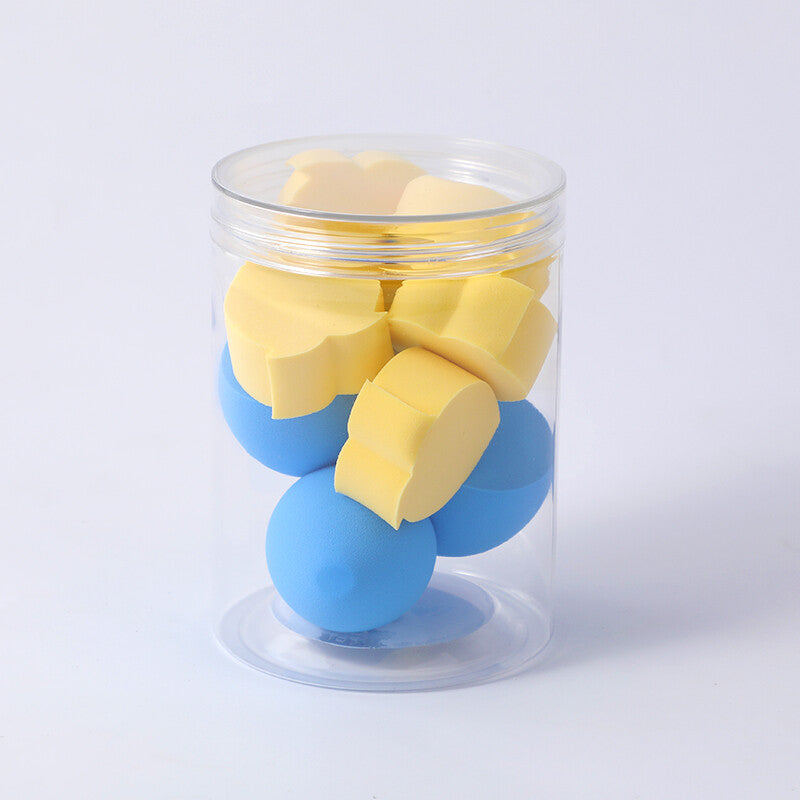 Delicato e morbido piumino da cipria multiuso con canna set da 9 pezzi - blu e giallo