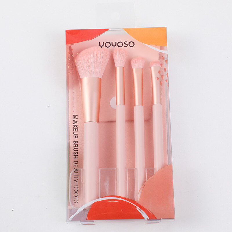 Set di pennelli per il trucco con caramelle al latte alla fragola 4 pezzi (compreso il sacchetto di conservazione)