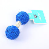 Barbell giocattolo per cani in canapa sisal blu e bianco