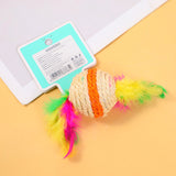 Giallo e bianco palla piuma sisal canapa giocattolo per cani-1