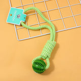 Palla per la pulizia dei denti a forma di anguria con nodo, giocattolo per cani