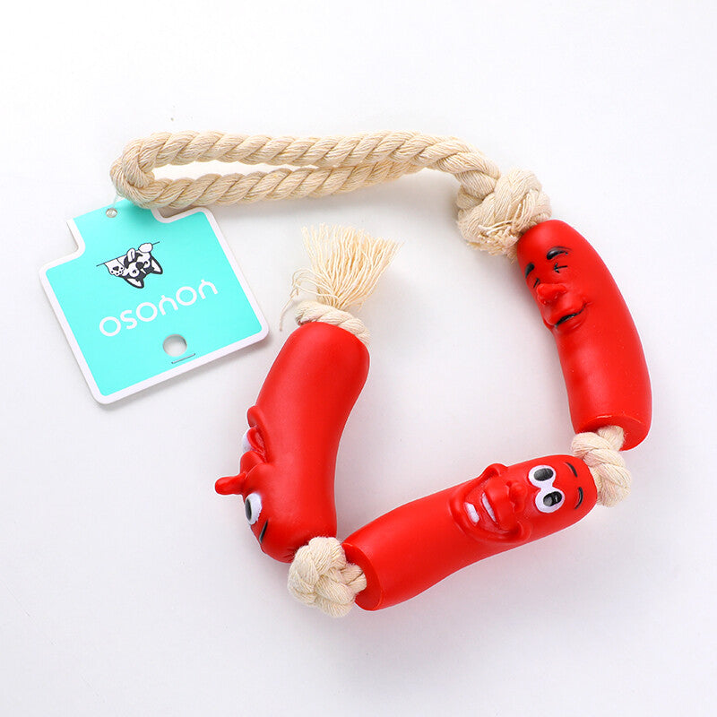 Gioco per cani con tre salsicce