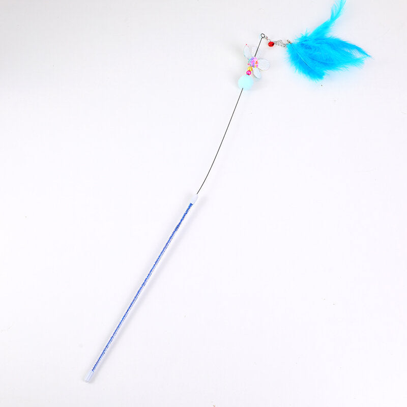 Bastone stuzzicante per gatti con piume glitterate