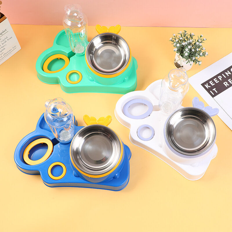 Ciotola di conigli con ciotola e beverino in acciaio inox