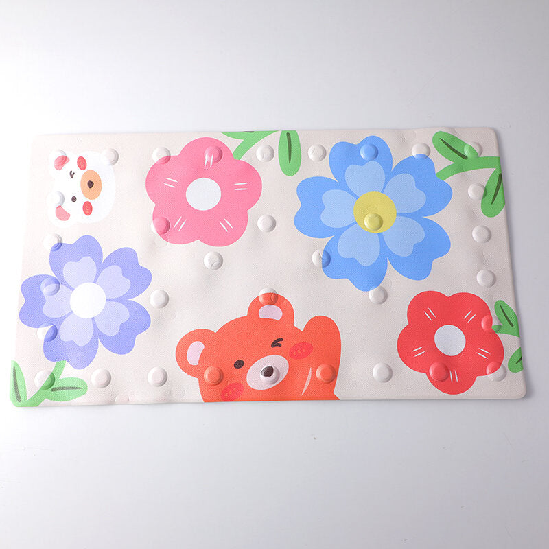 Tappetino da bagno con stampa animali e fiori di litchi, beige