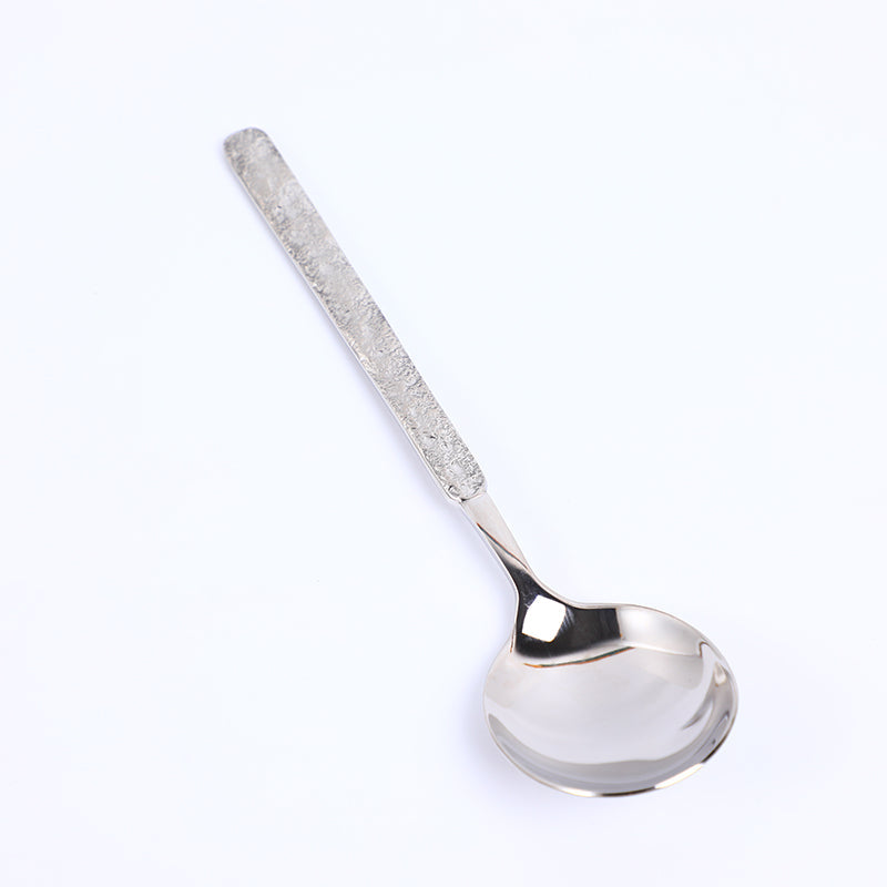 Cucchiaio tondo in acciaio inox 304 con texture in pietra-argento