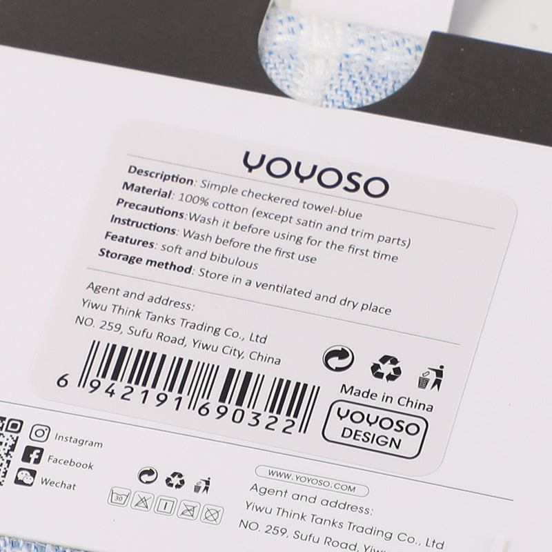 Asciugamano a quadri semplice-blu