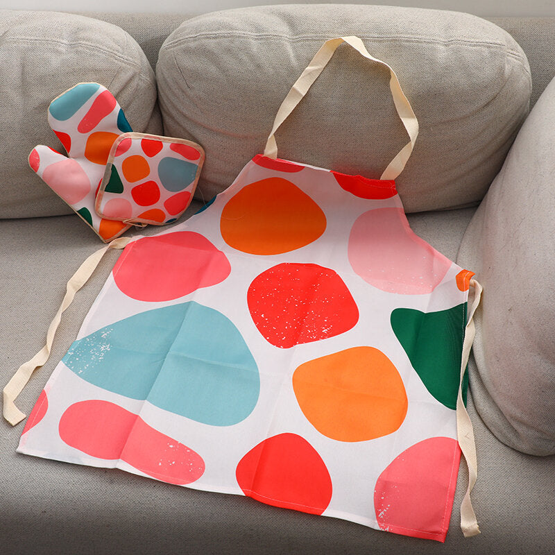 Serie di motivi colorati Set da 3 pezzi (guanto+PRESINA+GREMBIULE)