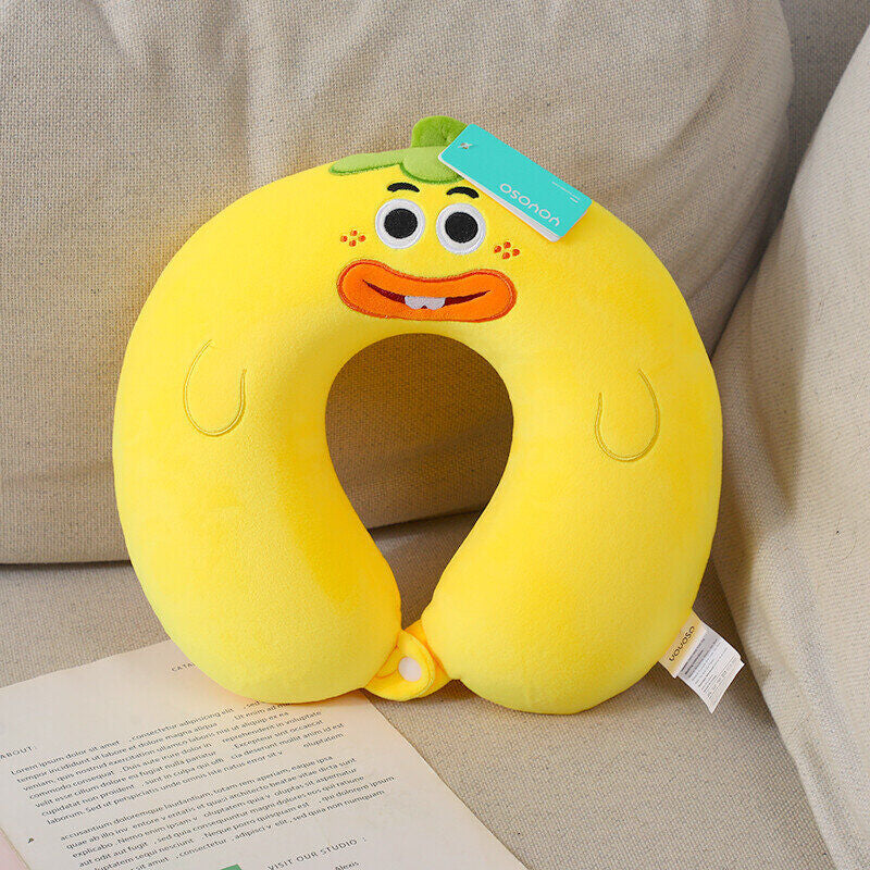 Divertente cuscino a U di famiglie di ortaggi, giallo
