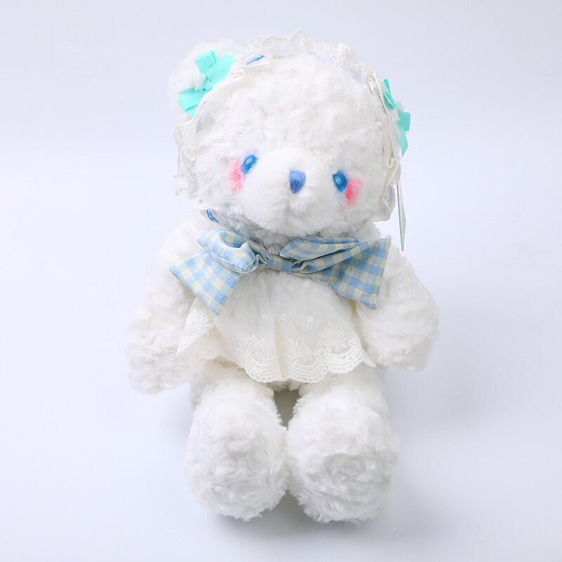 Peluche orsetto bianco blu 35cm (occhi di plastica)