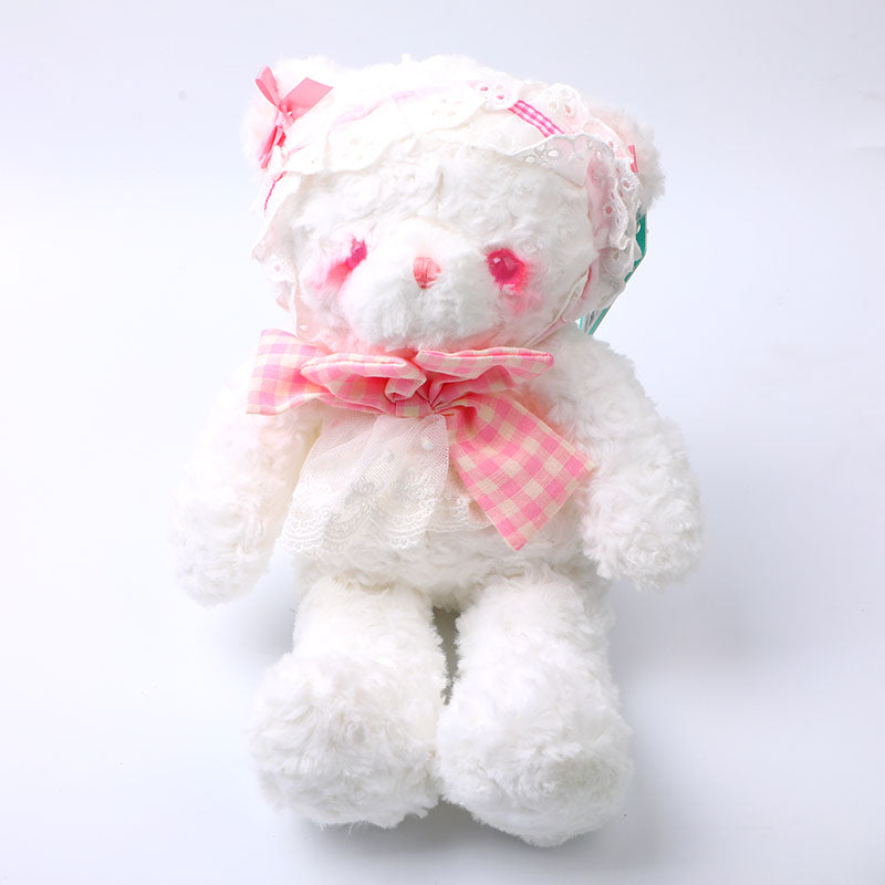 Bambola di peluche orsetto bianco rosa 35 cm