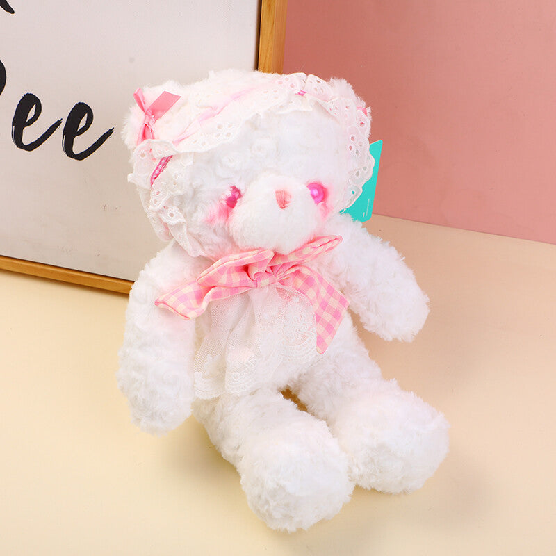 Bambola di peluche orsetto bianco rosa 35 cm