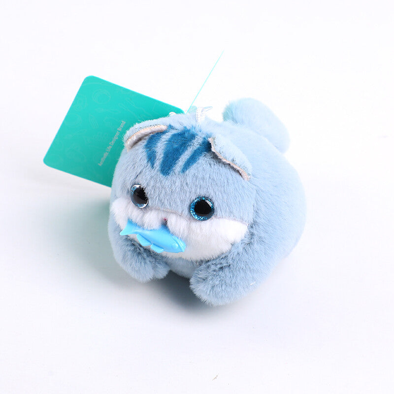 Gattino blu scodinzolante con pesce giocattolo-Q237