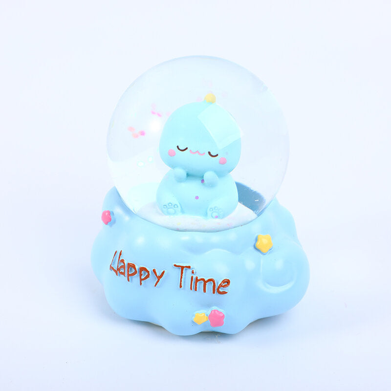 Piccolo dinosauro che scuote la mano della palla di neve con luce #65