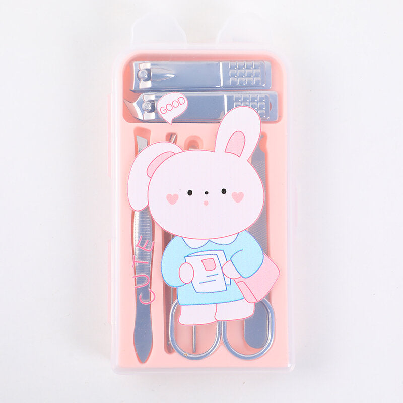 Set di sette pezzi per la manicure della testa grande dei cartoni animati