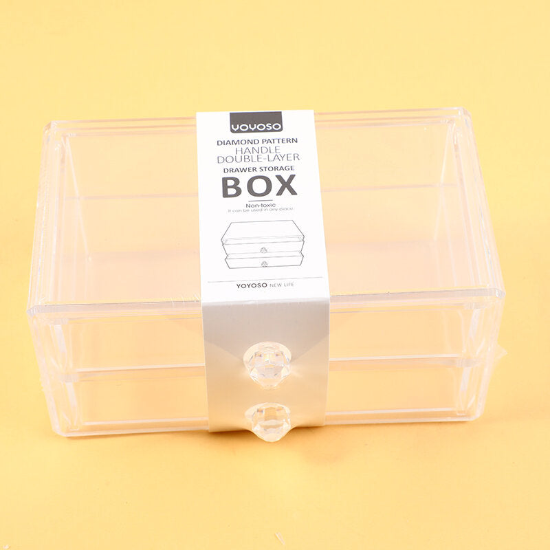 Scatola portaoggetti con cassetto a doppio strato con maniglia a forma di diamante