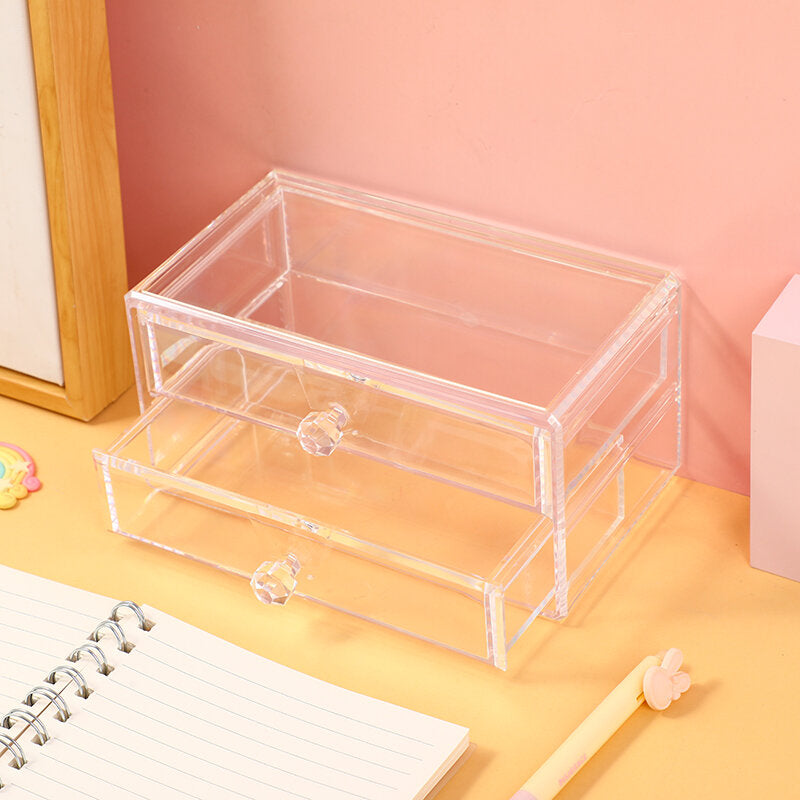 Scatola portaoggetti con cassetto a doppio strato con maniglia a forma di diamante