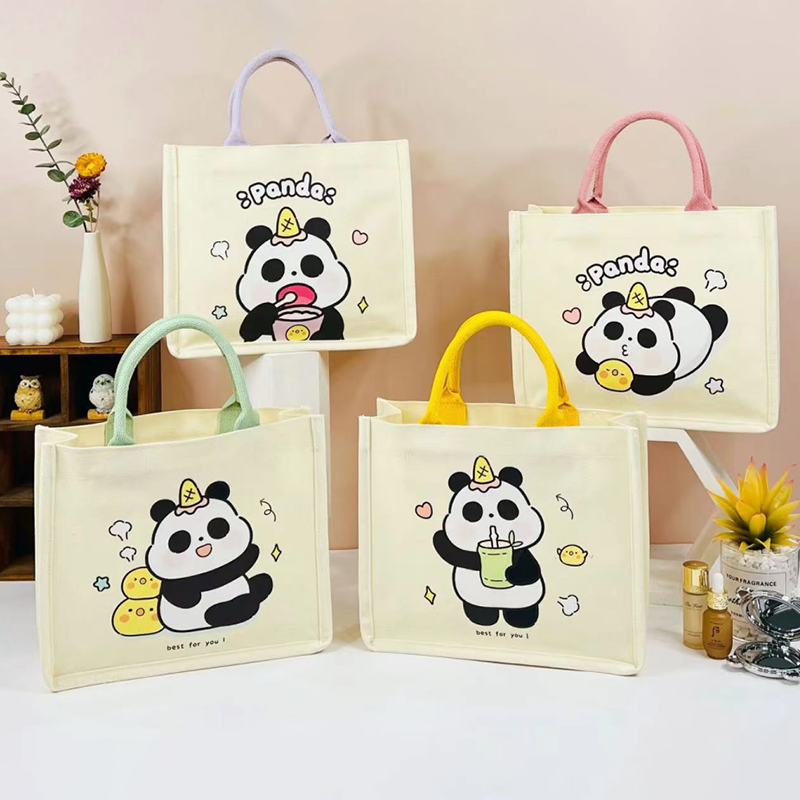 Borsa a tracolla rivestita in tela della serie Sweet panda-No.1