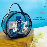 Borsa cosmetica trasparente rotonda portatile (gatto luminoso)