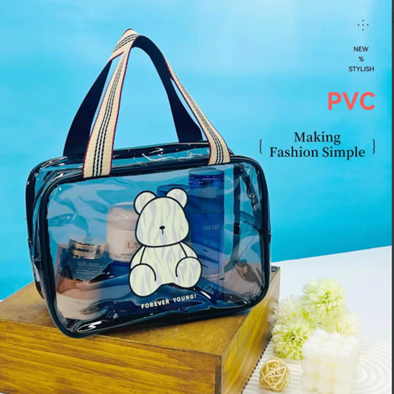 Borsa cosmetica portatile rettangolare trasparente（Rabbit )-Grande