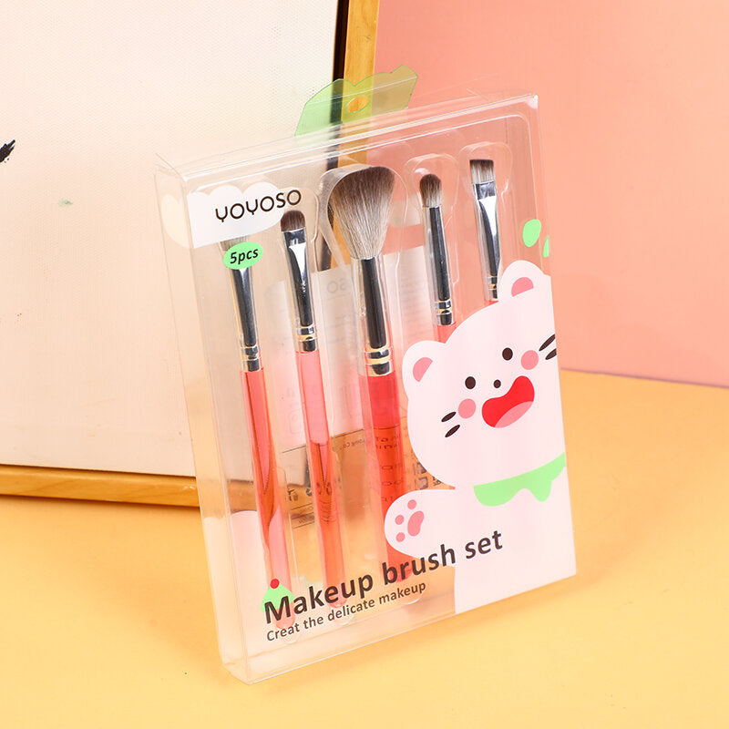 Set di 5 pennelli per trucco in gelatina morbida, rosa