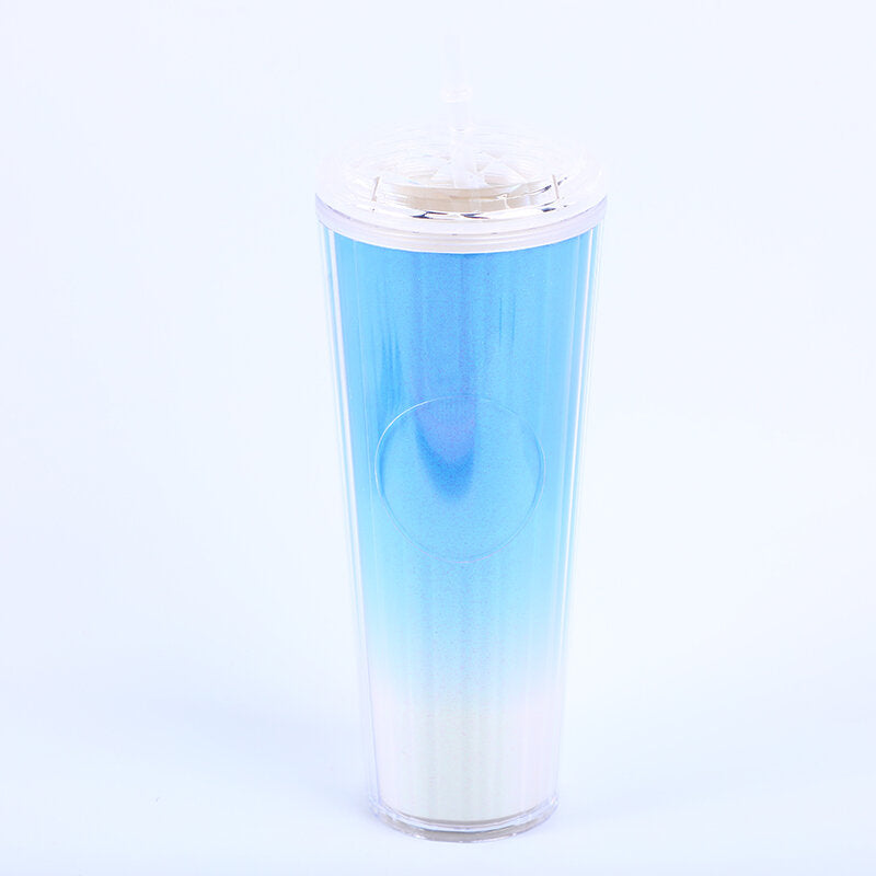 Bicchiere di plastica a doppio strato a righe verticali-720ml