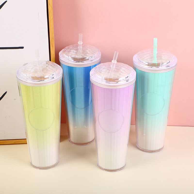 Bicchiere di plastica a doppio strato a righe verticali-720ml