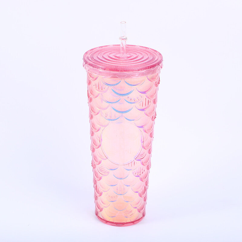 Borraccia di plastica a doppio strato con motivo a squame di pesce - 720 ml