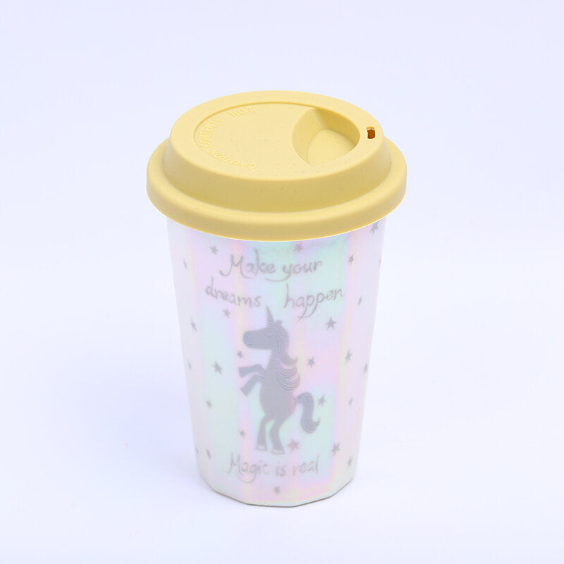 Tazza a rombi di animali simpatici 400ml-giallo