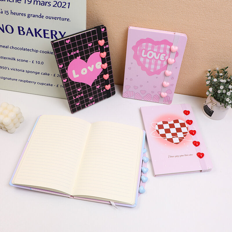 San Valentino - Accessorio a forma di cuore Copertina rigida A5 - Pagina interna con riga orizzontale 96 pezzi