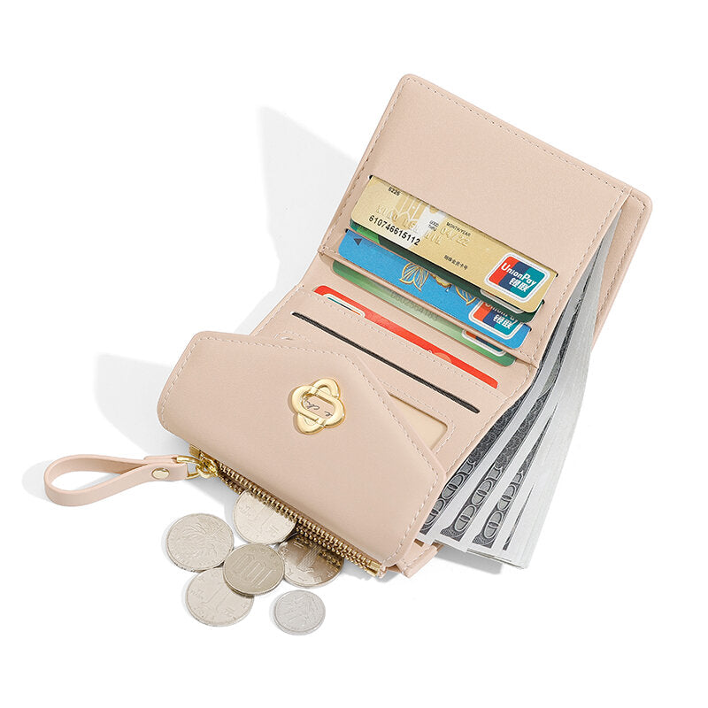 Portamonete da donna con fibbia a fiore in lega