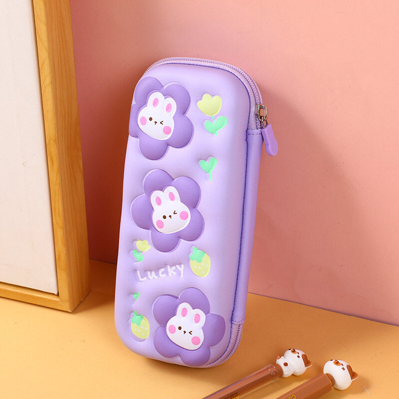 Astuccio di matite in EVA a forma di coniglietto fiorito
